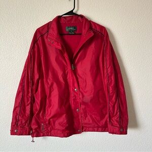 Ralph Lauren Vintage Men's Uni-sex 90s Retro Red Windbreaker Zip Up Jacket